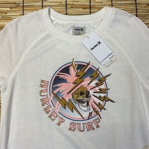 NWT Hurley Ahh burn punk, surf skull lightweight  sweatshirt Size S ULTRA SOFT